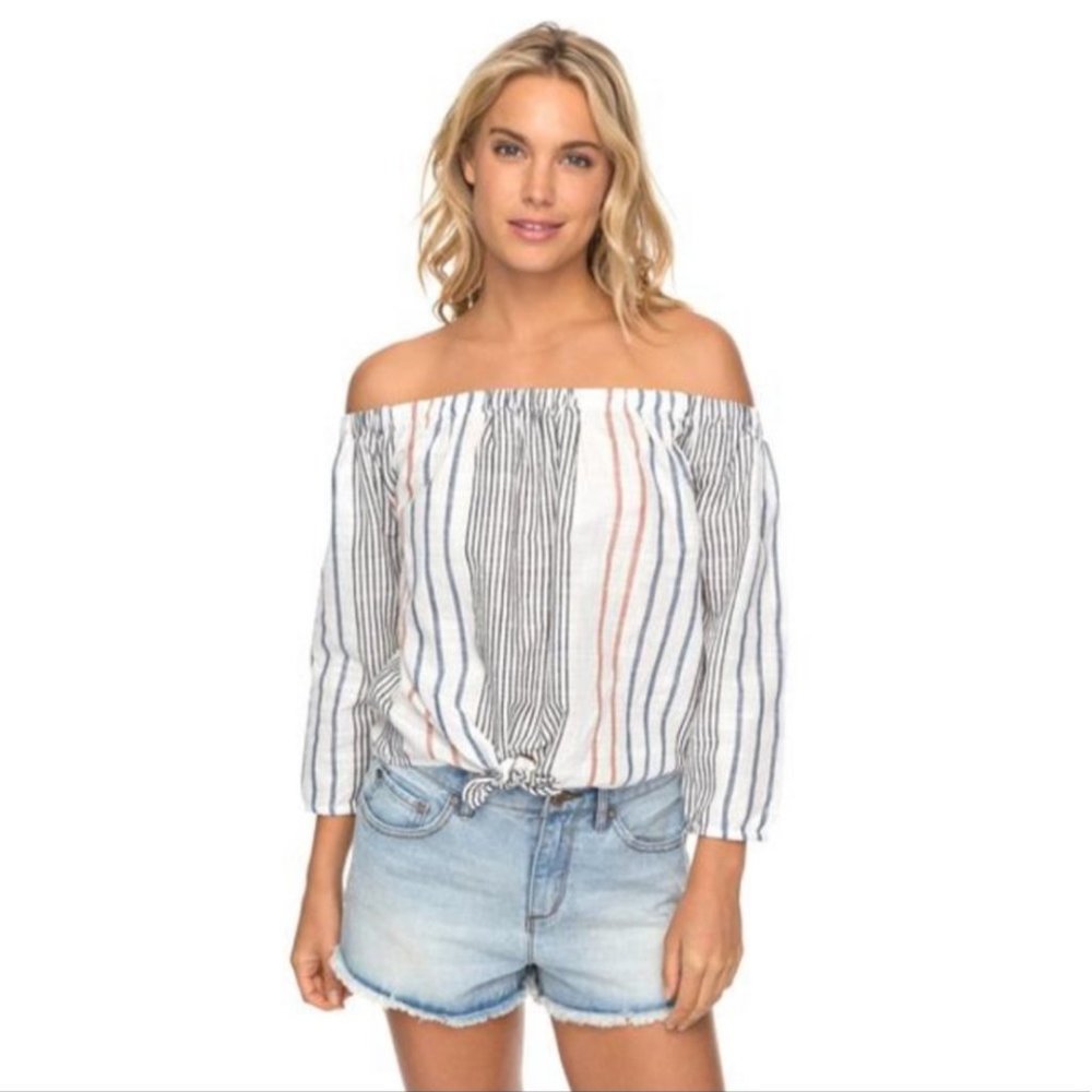 Off Shoulder Striped Roxy Shirt
